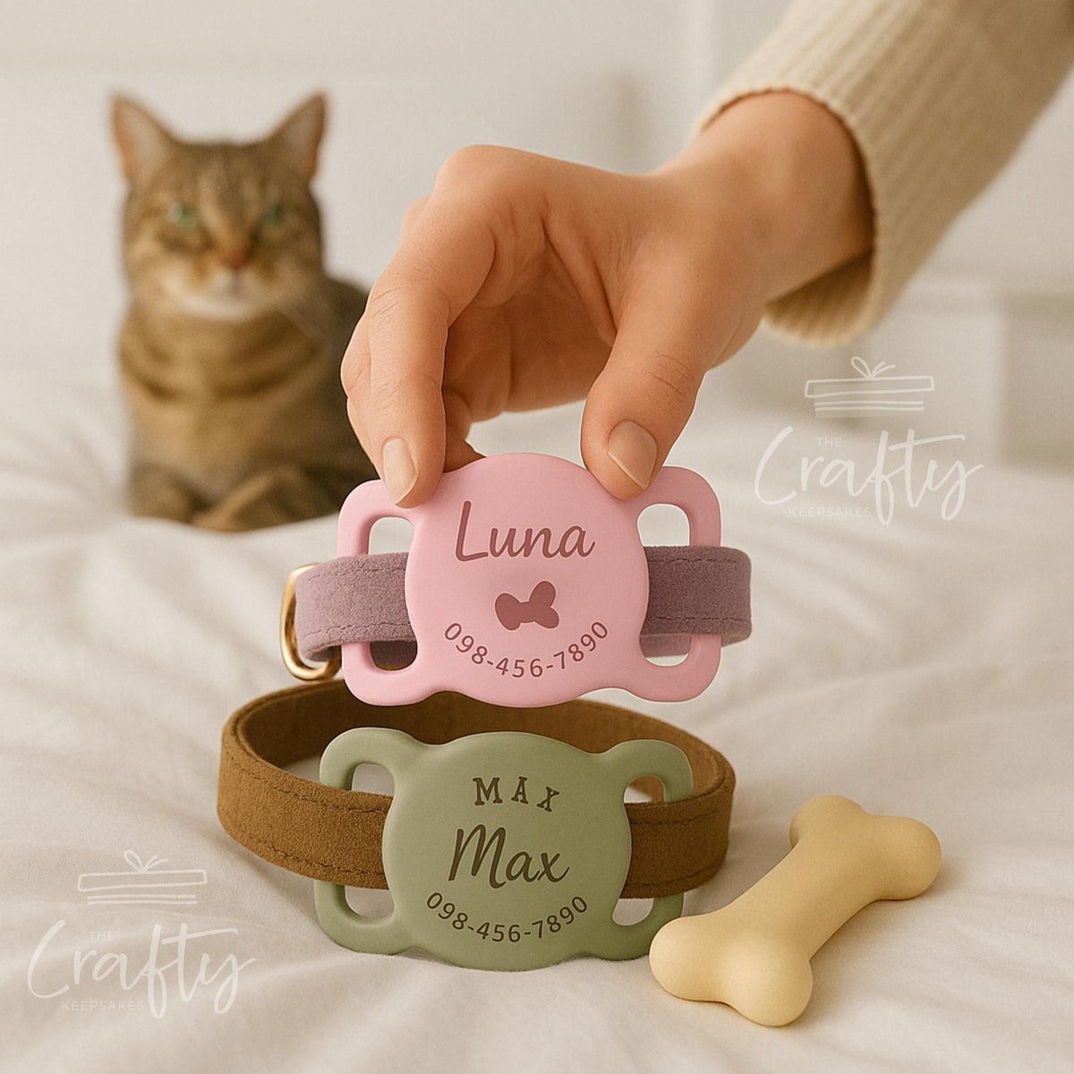 Personalized AirTag Pet Collar Tag: Engraved Silicone, Custom Dog Cat ID