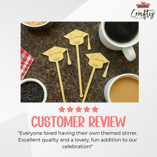Personalised Graduation Drink Stirrers: Acrylic Class of 2025 Party Favours