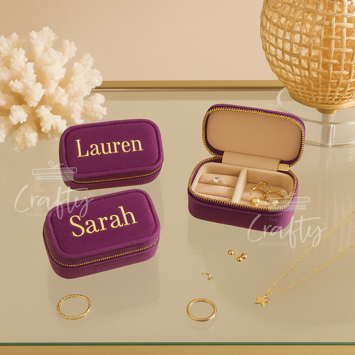 Personalised Velvet Travel Jewellery Case: Custom Keepsake Gift