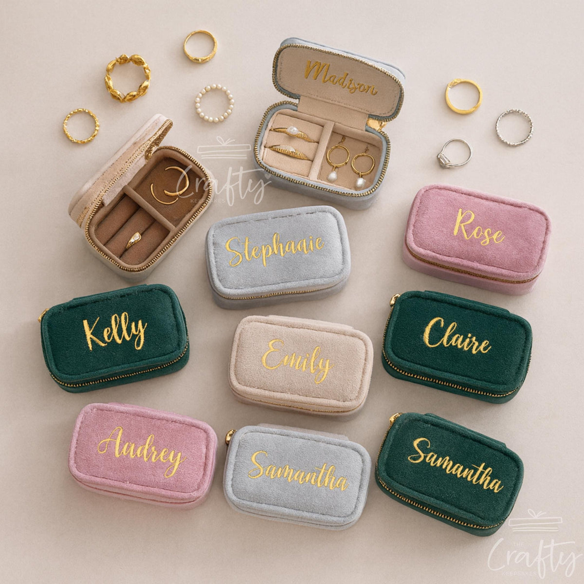 Personalised Velvet Travel Jewellery Case: Custom Keepsake Gift