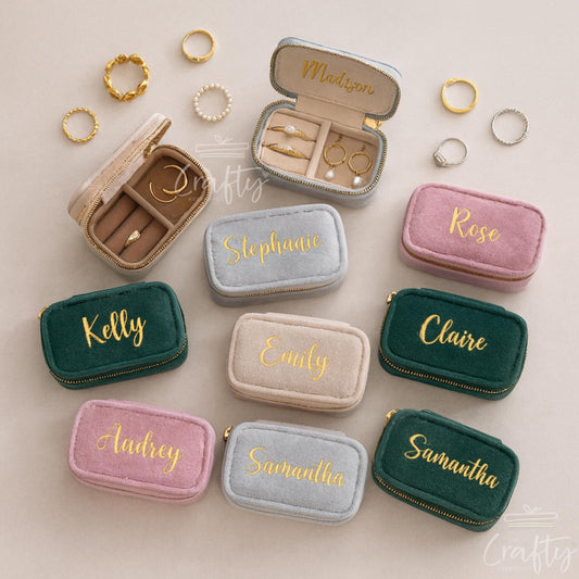 Personalised Velvet Travel Jewellery Case: Custom Keepsake Gift