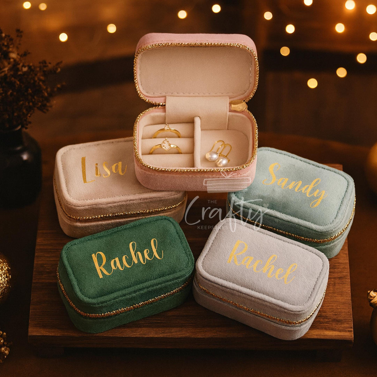 Personalised Velvet Travel Jewellery Case: Custom Keepsake Gift