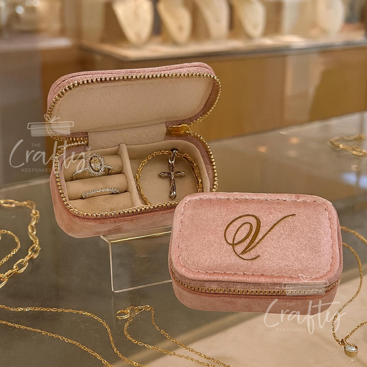 Personalised Velvet Travel Jewellery Case: Custom Keepsake Gift