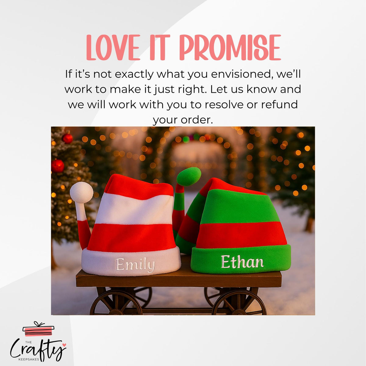 Personalised Long Christmas Hat: Custom Embroidered Elf Hat, Red and White or Red and Green Extra Tall Holiday Hat, Party Costume Fun