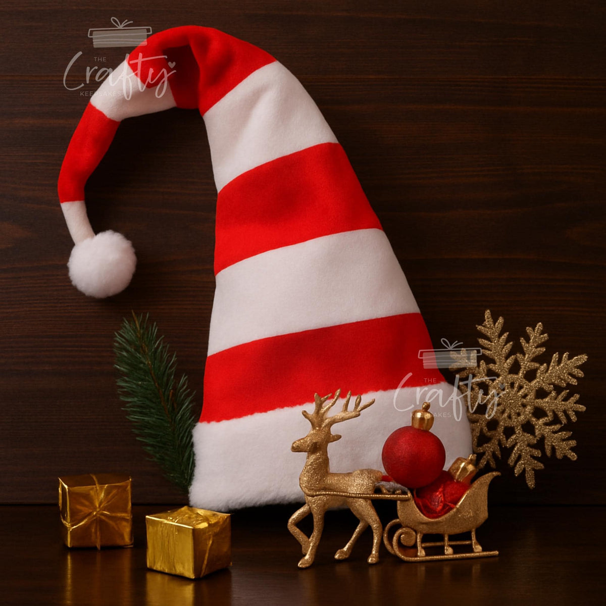 Personalised Long Christmas Hat: Custom Embroidered Elf Hat, Red and White or Red and Green Extra Tall Holiday Hat, Party Costume Fun