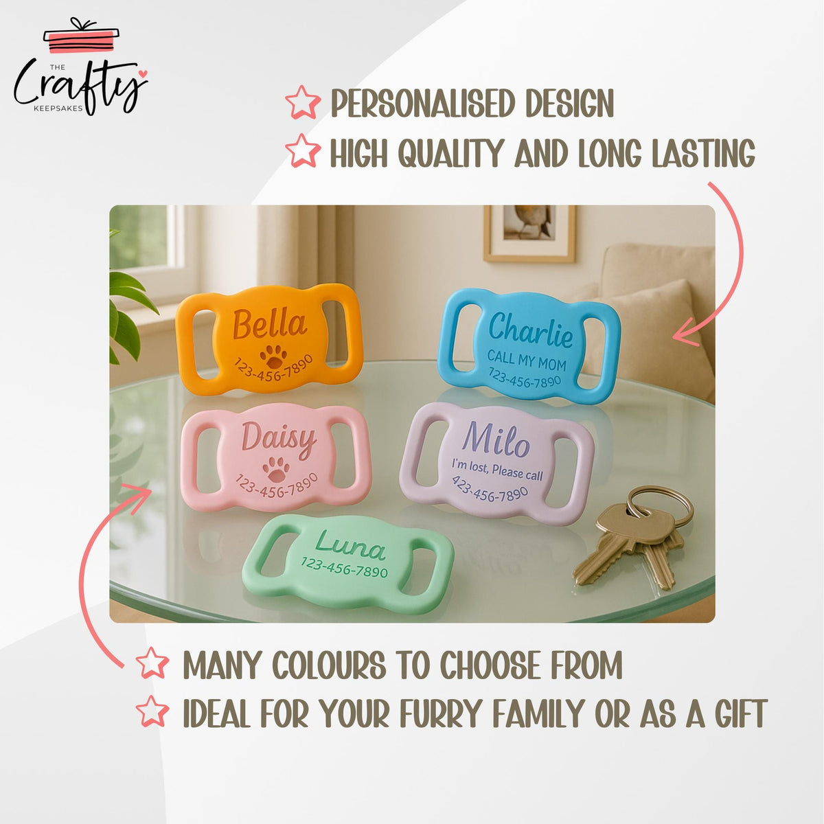 Personalized AirTag Pet Collar Tag: Engraved Silicone, Custom Dog Cat ID