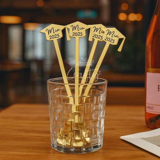 Personalised Graduation Drink Stirrers: Acrylic Class of 2025 Party Favours