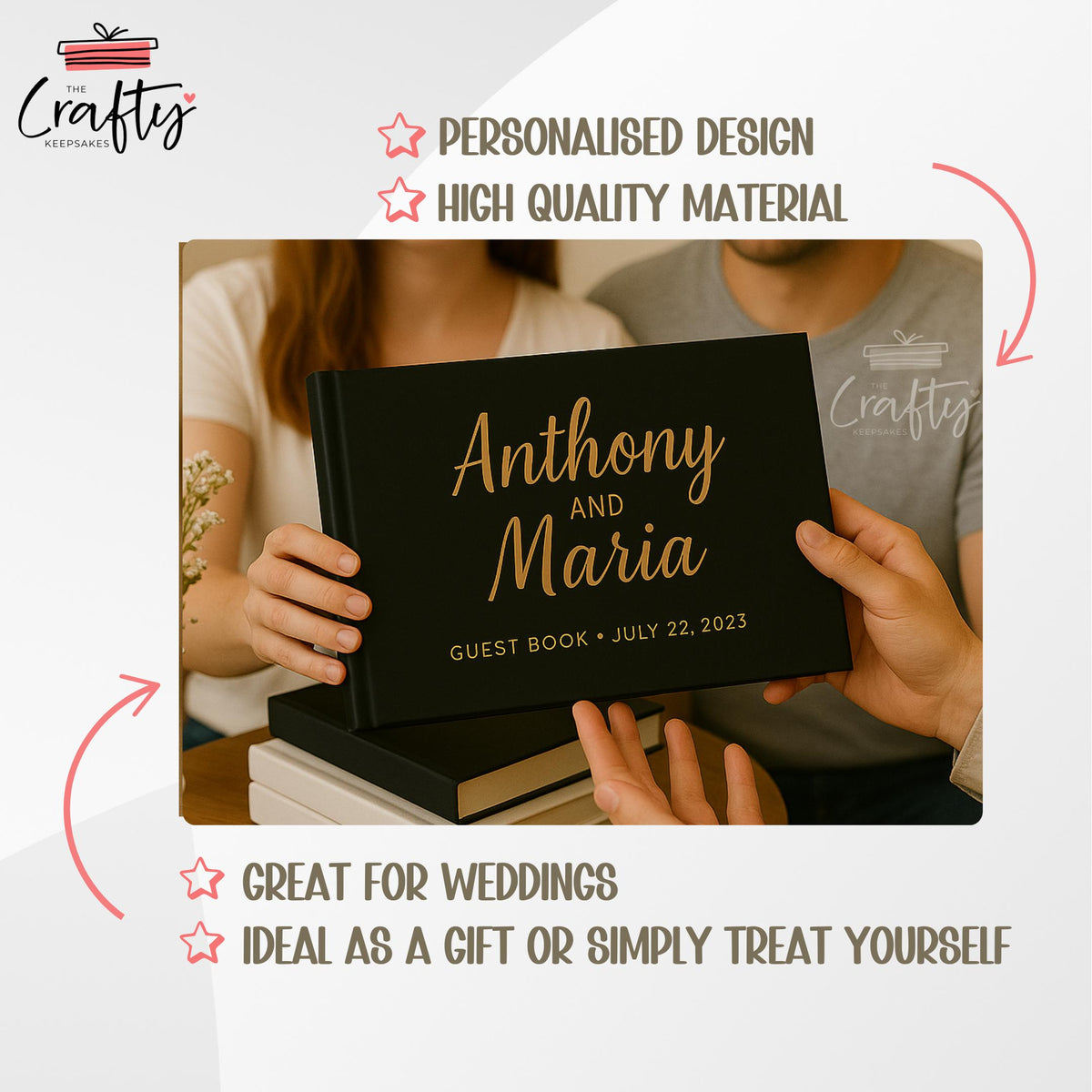 Personalised Wedding Guest Book: Foil Printed Hardback Keepsake