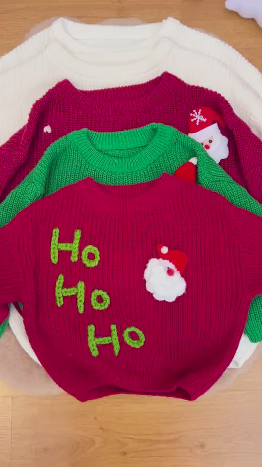 Custom Hand Embroidered Christmas Baby Sweater Jumper